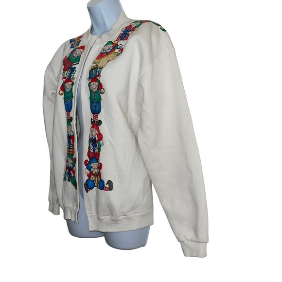 Vintage Hand Designed Cardigan Sweatshirt Womens M Christmas Holiday Well Worn - Picture 5 of 12